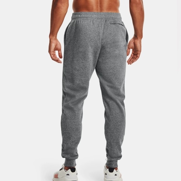 Under Armour Men's Rival Fleece Joggers Size 4XL Heather Grey Drawstring Pockets - Picture 2 of 8